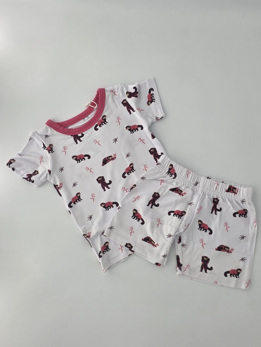 Bubble Baby Red Panda Short Sleeve Two-Piece Set